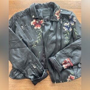 Blanknyc faux lather embroidered flowers